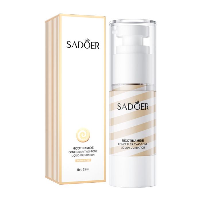 SADOER NICOTINAMIDE Concealer Two-tone Liquid Foundation (Light Tone), 35 ml.