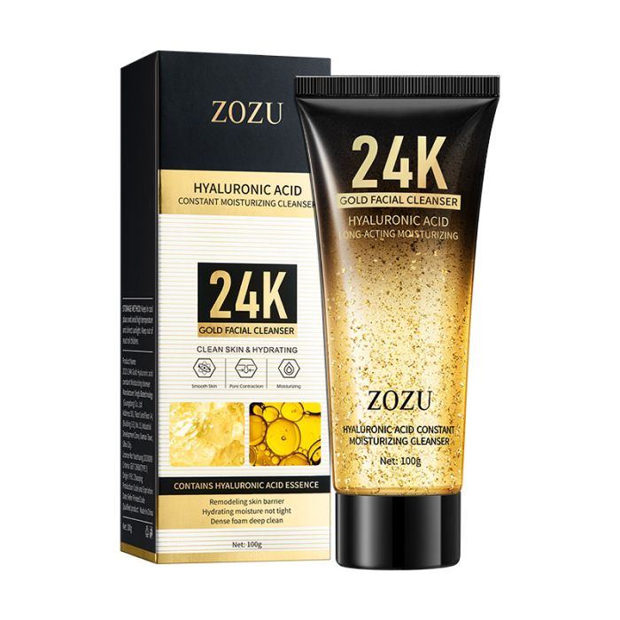 ZOZU 24K Gold FACIAL CLEANSER Hyaluronic Acid Long acting moisturizing foam, 100g