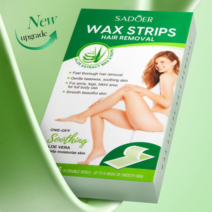 SADOER Wax Strips hair Removal for sensitive skin with aloe vera, 20 pcs.