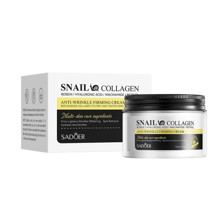 Multi-effect face cream with snail mucin, collagen, retinol, bozein and hyaluronic acid SADOER Multi-skin care ingredients anti-wrinkle fiming cream, 120 gr.