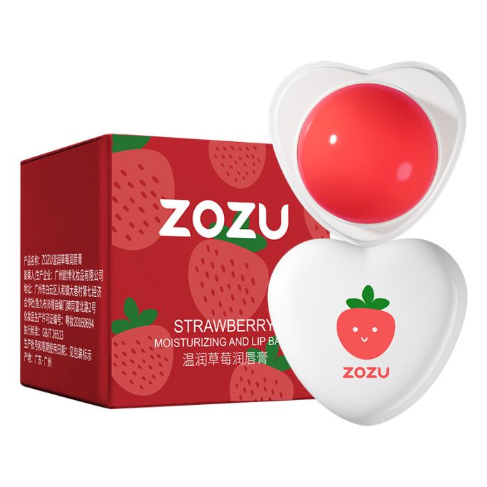 Fruit lip balm with strawberry extract, heart-shaped, ZOZU STRAWBERRY moisturizing and lip balm, 5,8gm