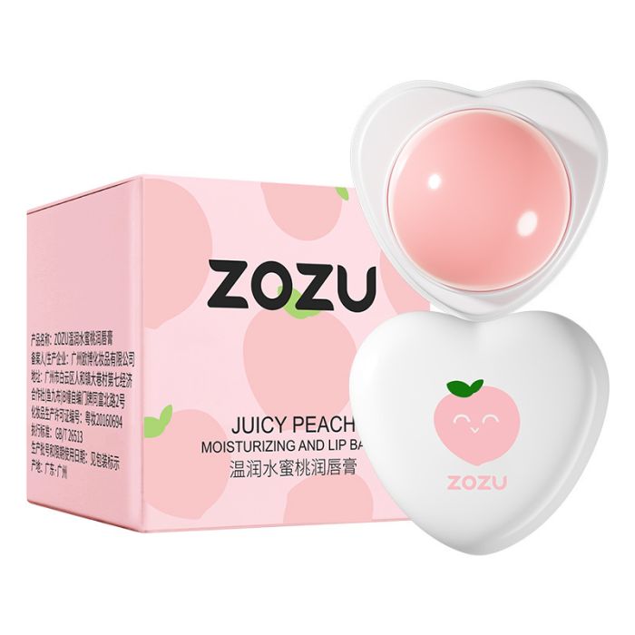 Fruit lip balm with peach extract, heart-shaped, ZOZU JUICY PEACH moisturizing and lip balm, 5,8g.