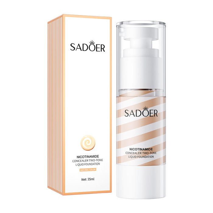 SADOER NICOTINAMIDE Concealer Two-tone Liquid Foundation (Natural Tone), 35 ml.