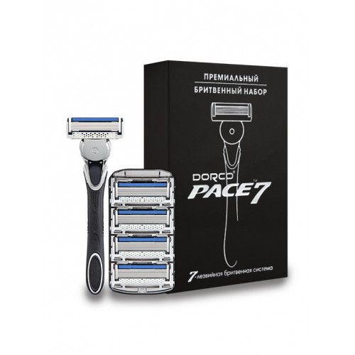 Dorco PACE 7 (machine + 5 parts) Gift Pack (Silver)