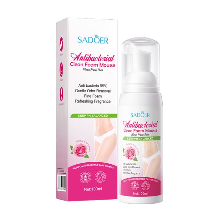 SADOER Antibacterial Clean Foam Mousse Women Private Parts Mousse with Rose Fragrance, 100ml