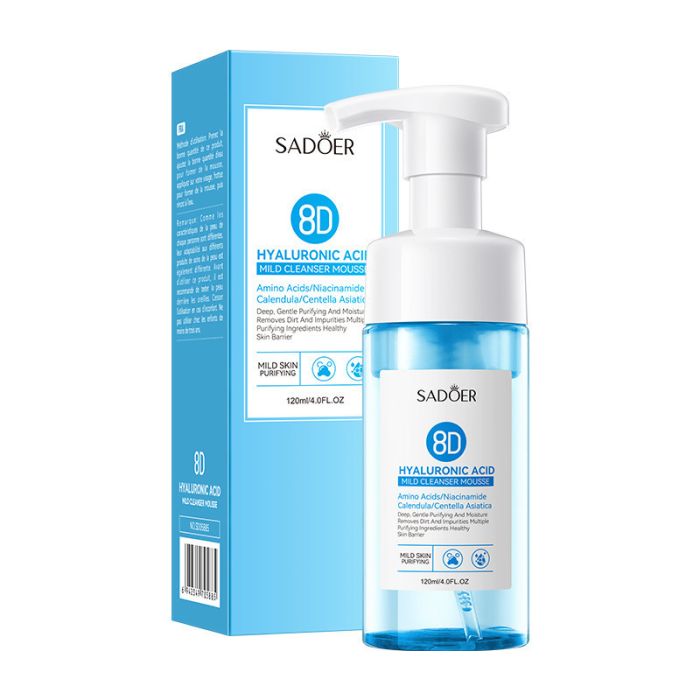 SADOER 8D Hyaluronic Acid Mild Cleanser Mousse, 120ml Moisturizing Gentle Facial Mousse, 120ml