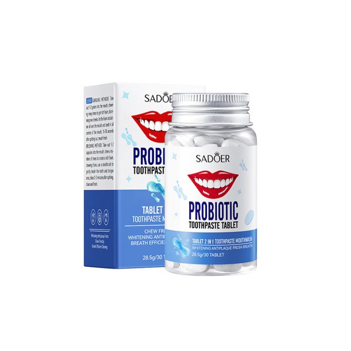 SADOER PROBIOTIC Toothpaste Tablet Whitening Toothpaste with Probiotics, 30 pcs.