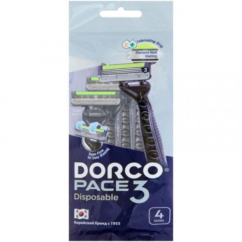 Dorco TRC200BL-4P PACE 3 single edge 3 blades with fusible head. (pack of 4pcs)/12