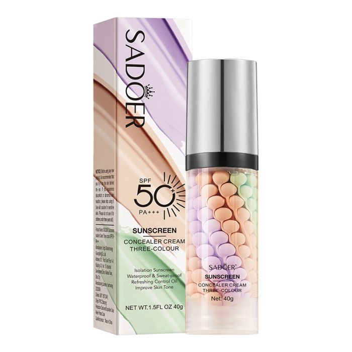 SADOER Sunscreen SPF 50+ PA+++ concealer cream three colors, 40 gr.