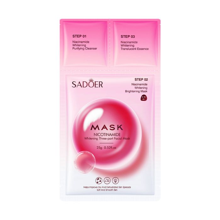 SADOER Nicotinamide Whitening Three-Step Complex for Face against freckles and age spots, SADOER Nicotinamide Whitening Three-part Mask 0.8ml/0.8g/25gm